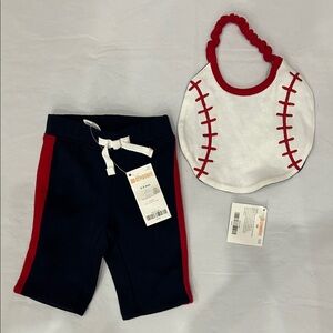 Gymboree Navy, Red & White Sports Bib and sweatpants Set